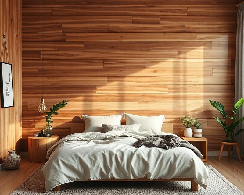 Styl drewnianej ściany w sypialni: aranżacje rustykalne i skandynawskie