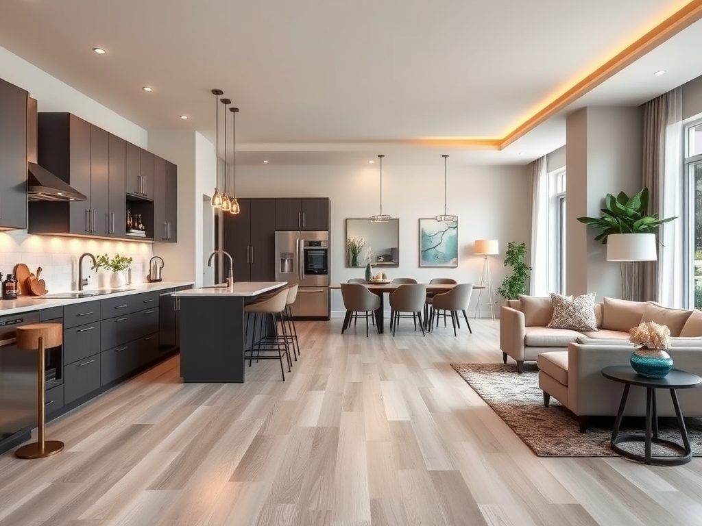 Łączenie podłogi w kuchni i salonie: jak wybrać miejsce zakończenia materiału dla estetyki i funkcjonalności